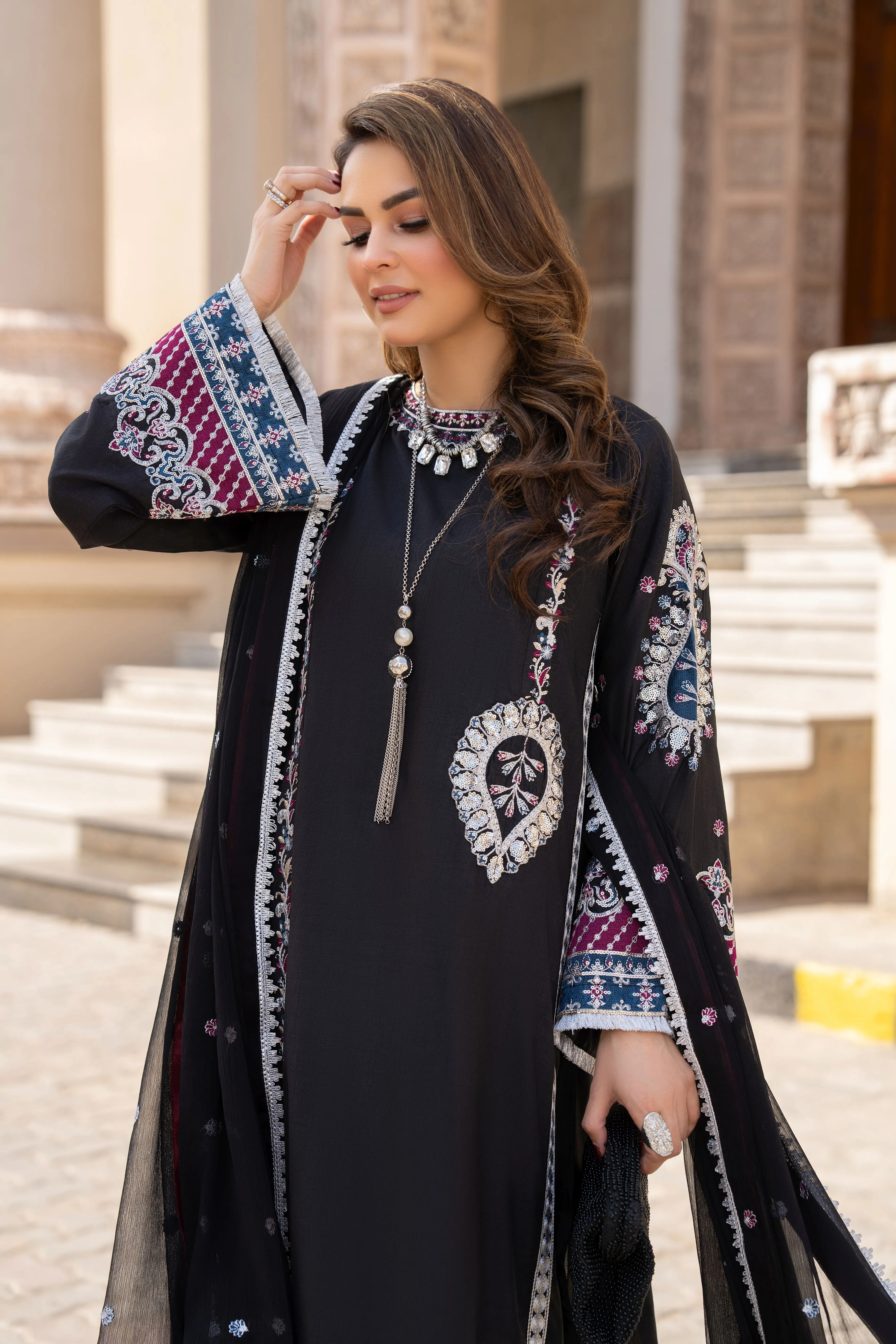 3PC READY TO WEAR RAW SILK DRESS BY GUL WARUN GRS14