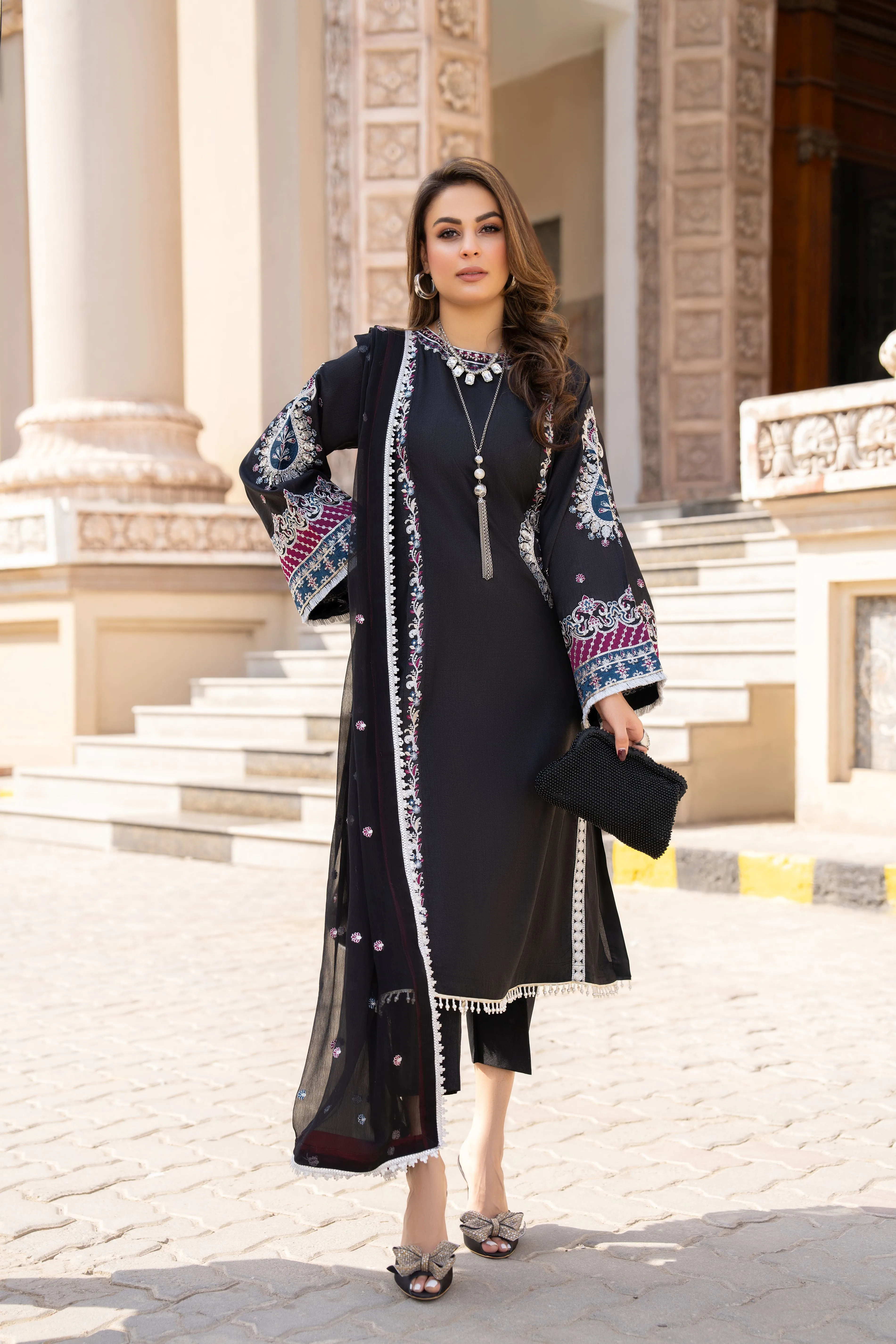 3PC READY TO WEAR RAW SILK DRESS BY GUL WARUN GRS14