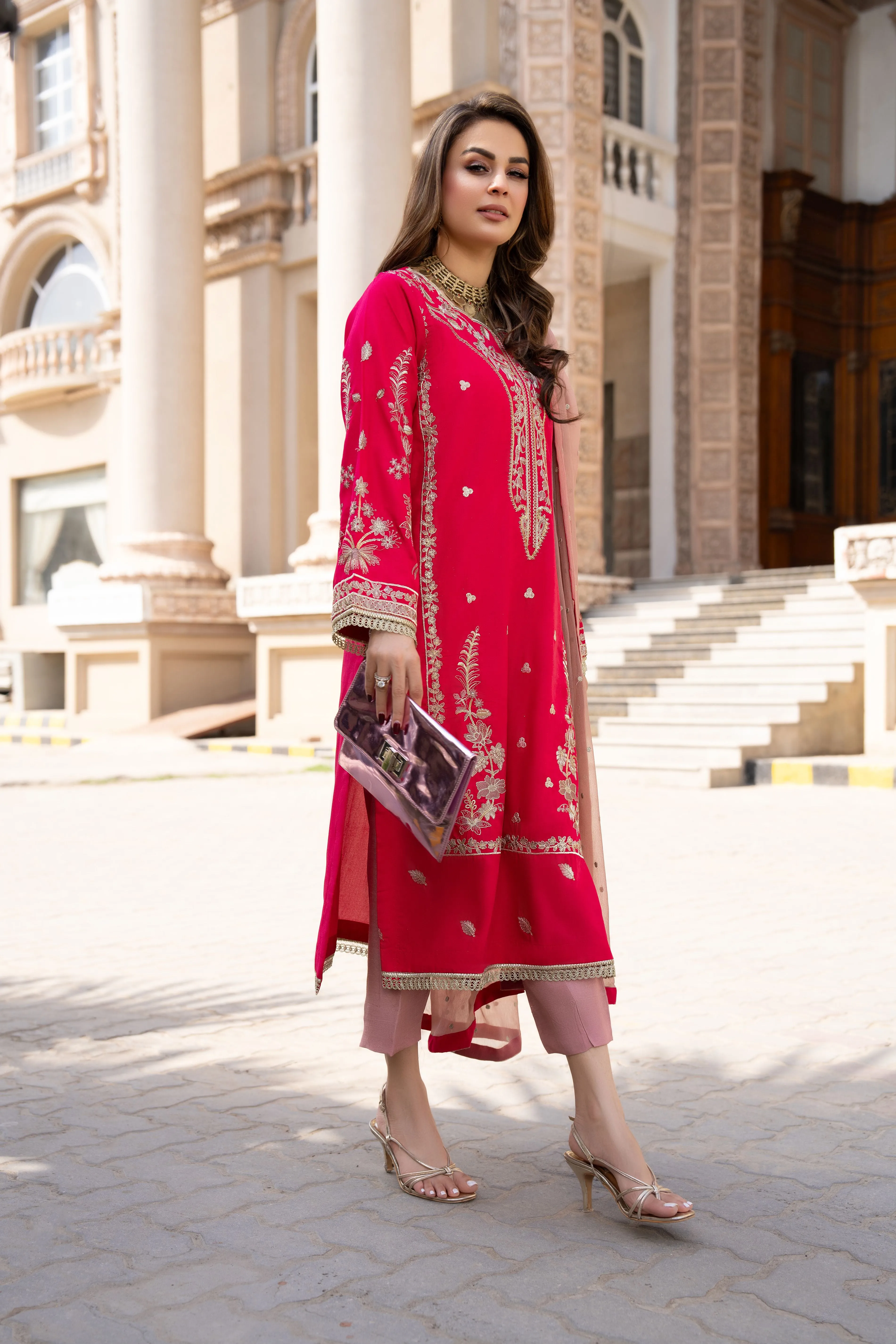 3PC READY TO WEAR RAW SILK DRESS BY GUL WARUN GRS15