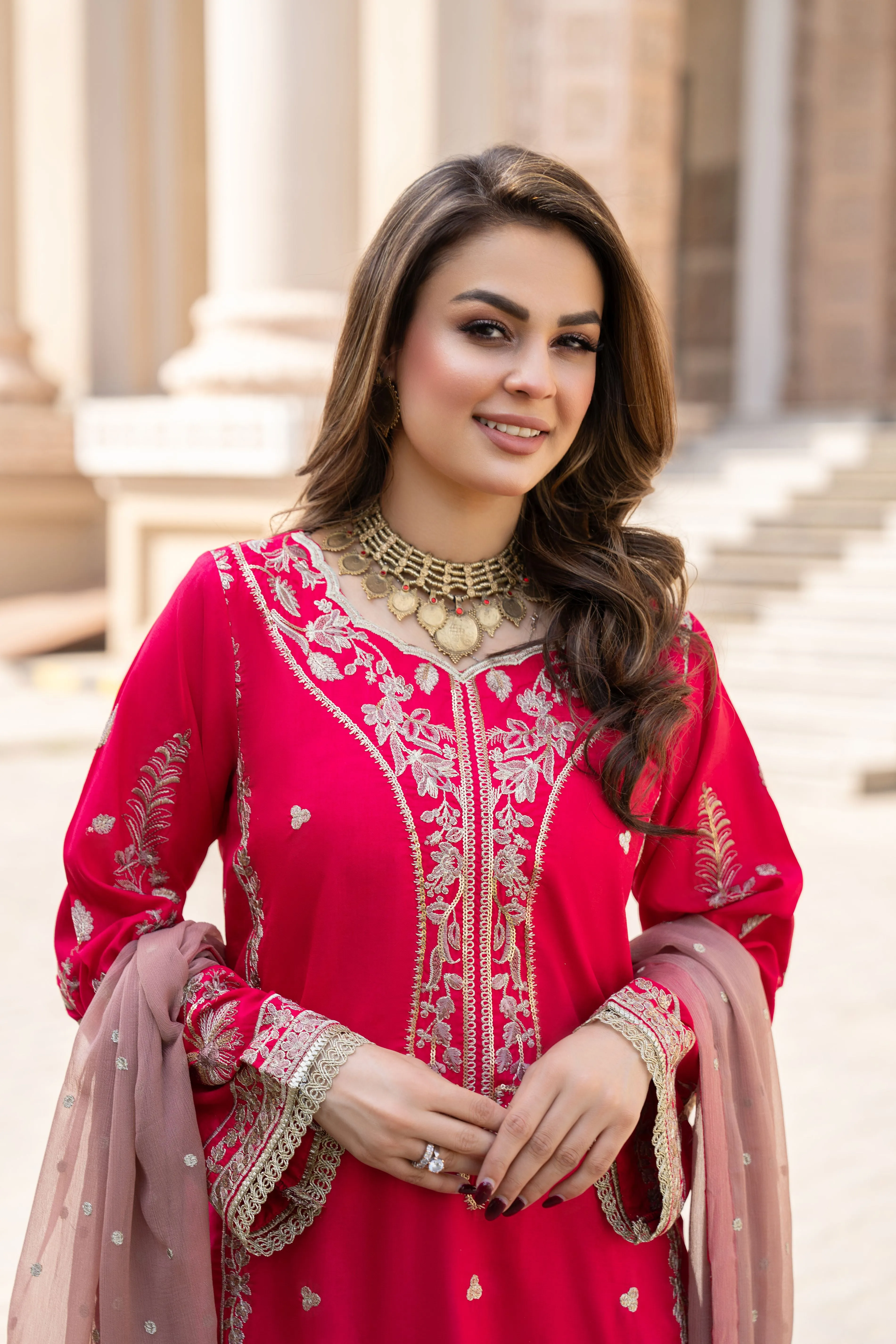 3PC READY TO WEAR RAW SILK DRESS BY GUL WARUN GRS15