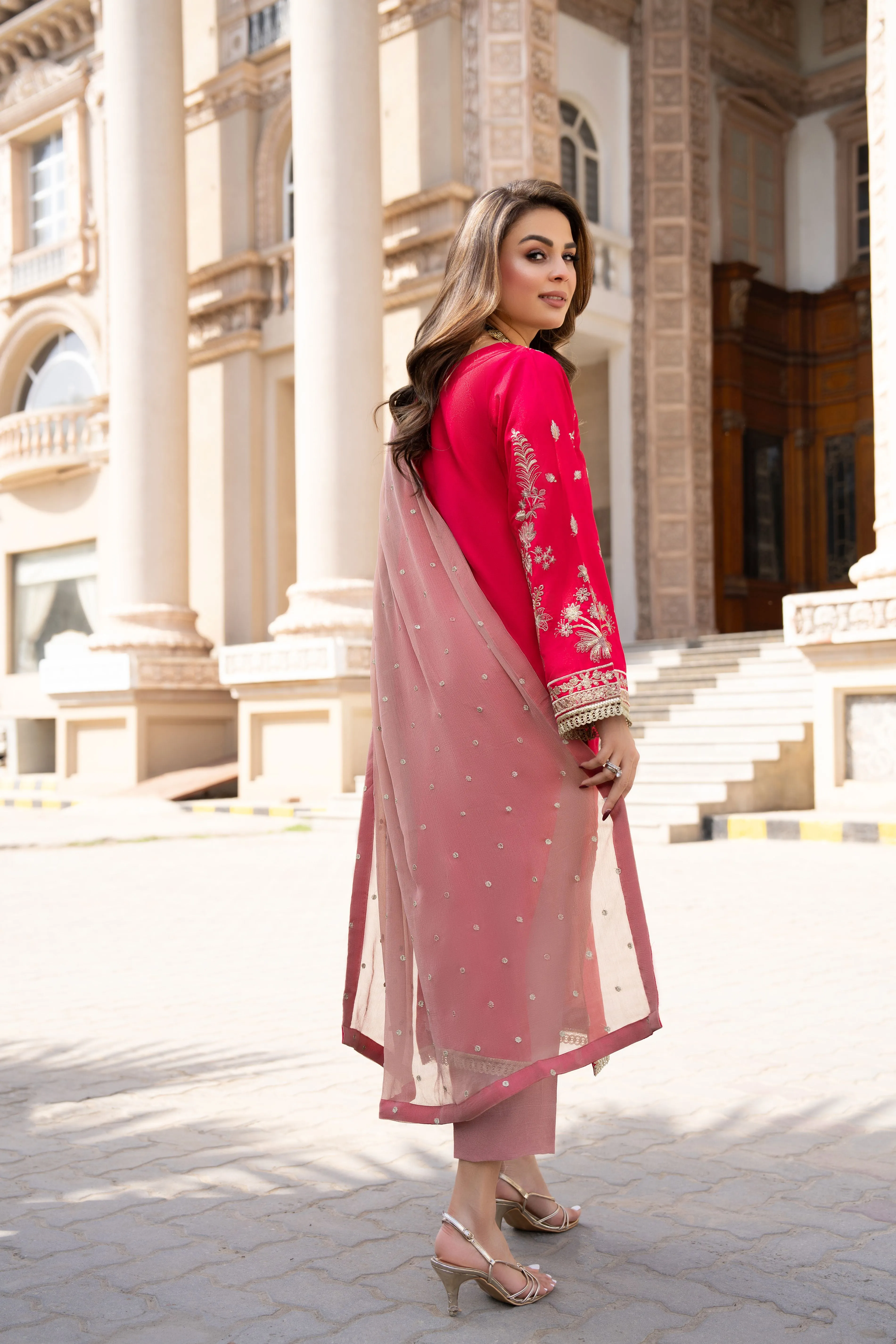 3PC READY TO WEAR RAW SILK DRESS BY GUL WARUN GRS15