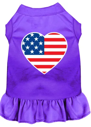 American Flag Heart Screen Print Dress Purple Xs