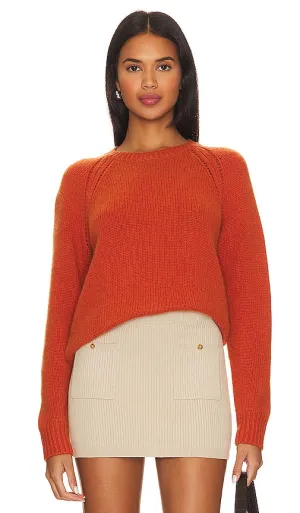 Autumn Cashmere Relaxed Open Raglan Crew Neck in Burnt Orange