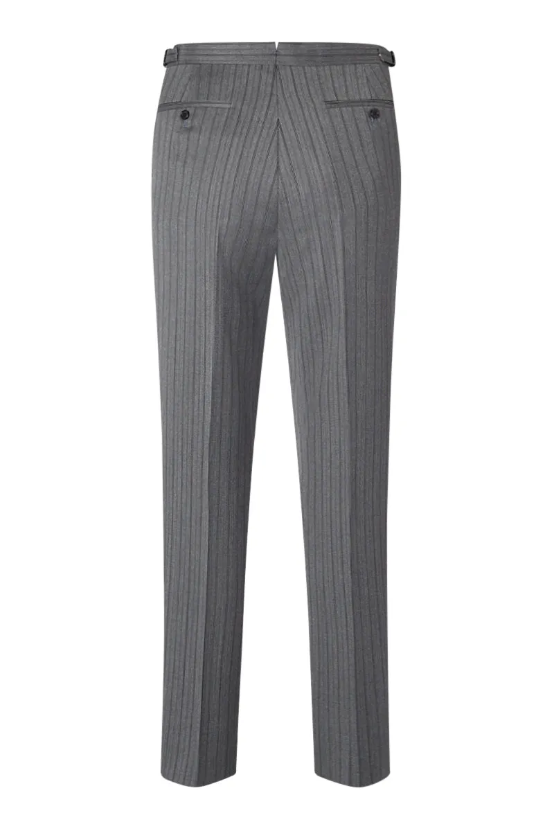 Black & Grey Pleated Morning Stripe Trousers