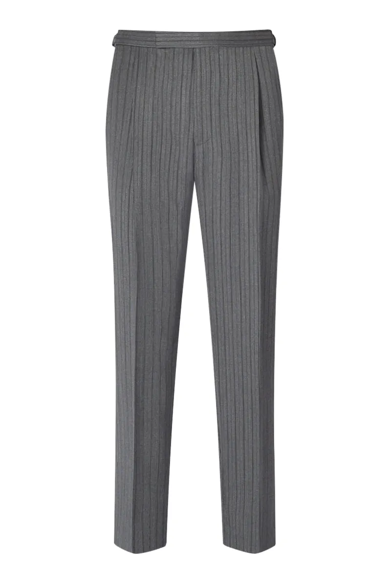 Black & Grey Pleated Morning Stripe Trousers