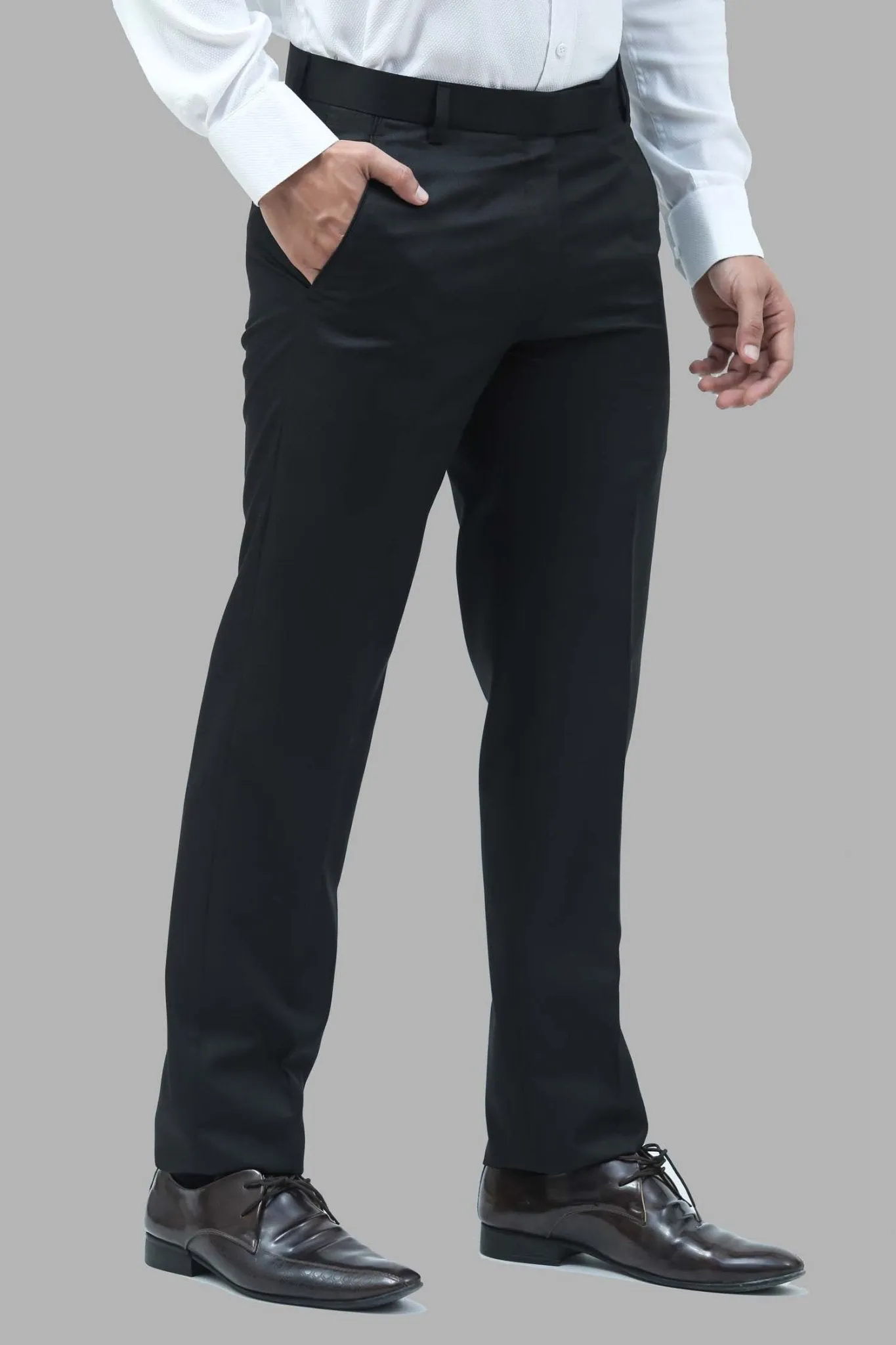 bluebird men's black dobby formal trouser
