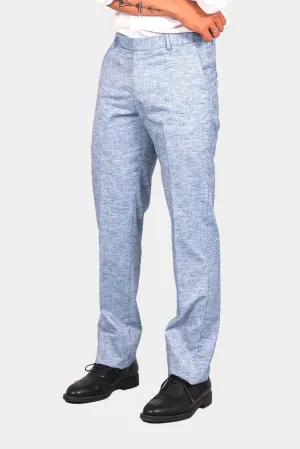 Bluebird Men's Blue Linen Formal Trouser