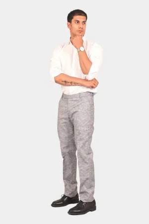 Bluebird Men's Dark Black Linen Formal Trouser