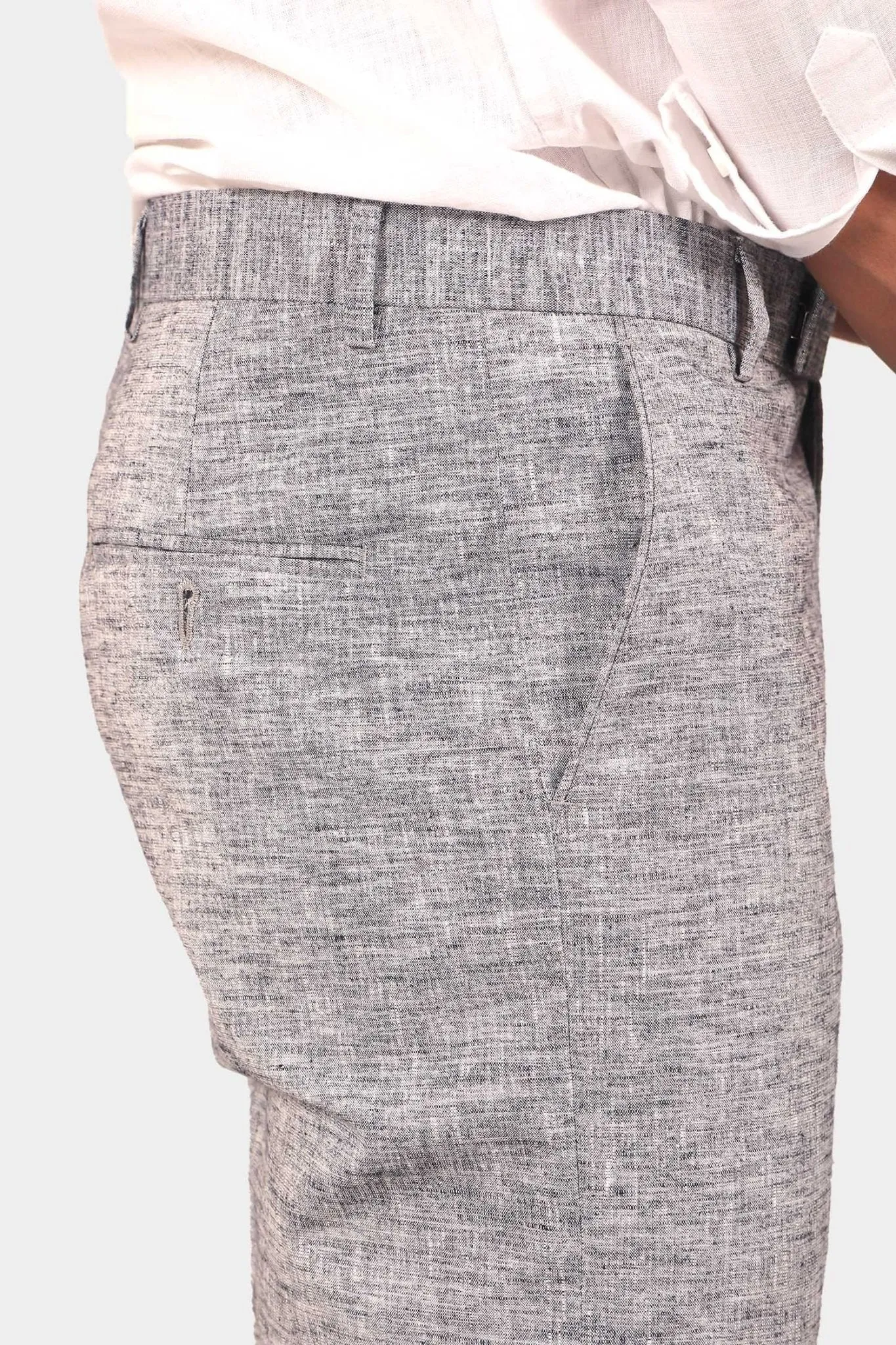 Bluebird Men's Dark Black Linen Formal Trouser