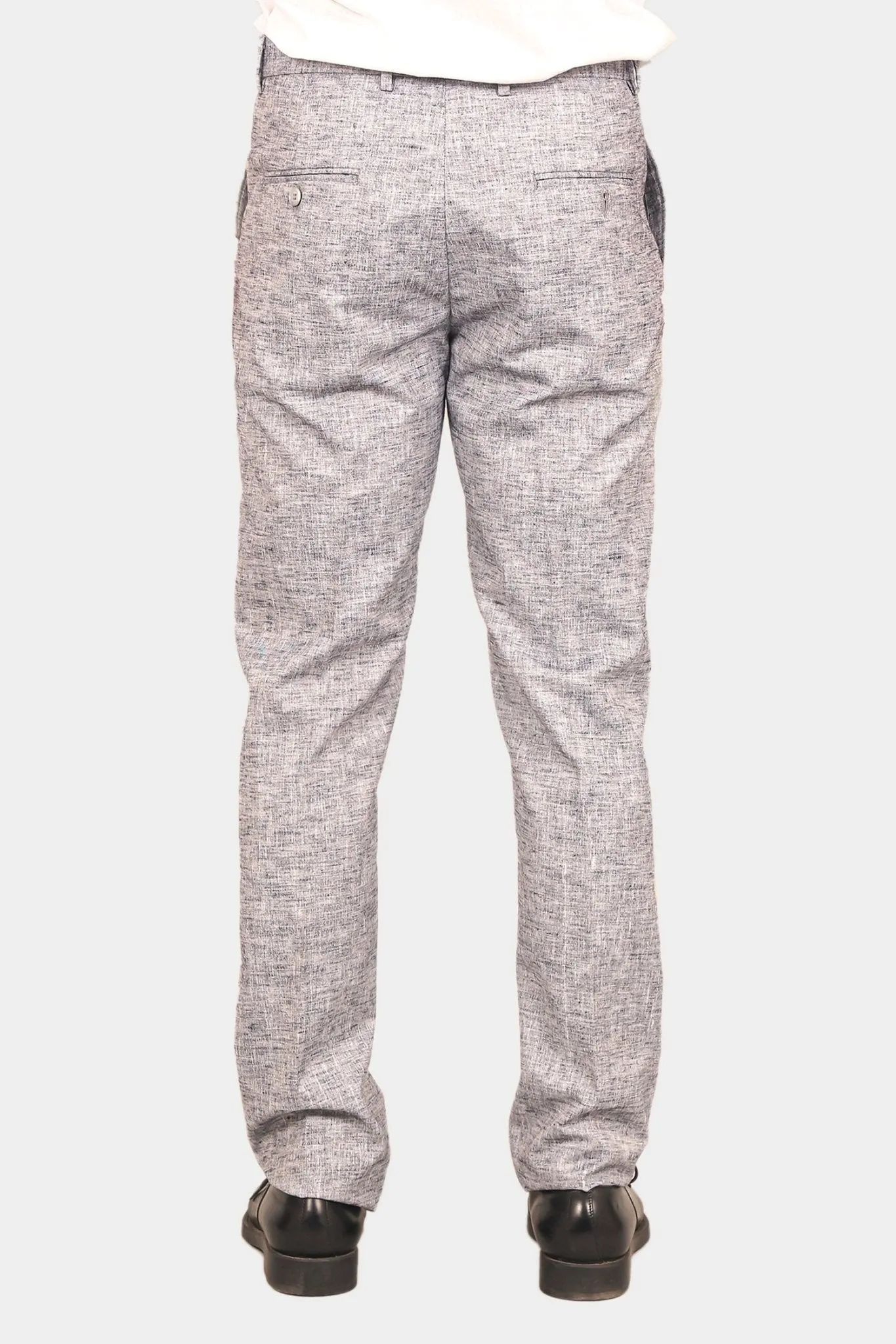 Bluebird Men's Dark Black Linen Formal Trouser