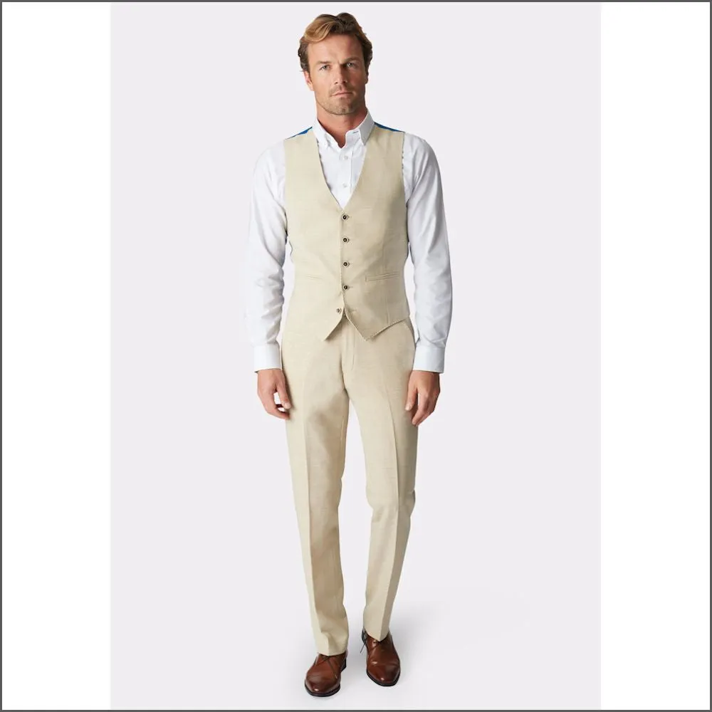 Brook Taverner Constable Tailored Fit Natural Linen Blend Trouser@