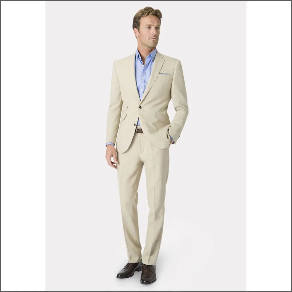 Brook Taverner Constable Tailored Fit Natural Linen Blend Trouser@