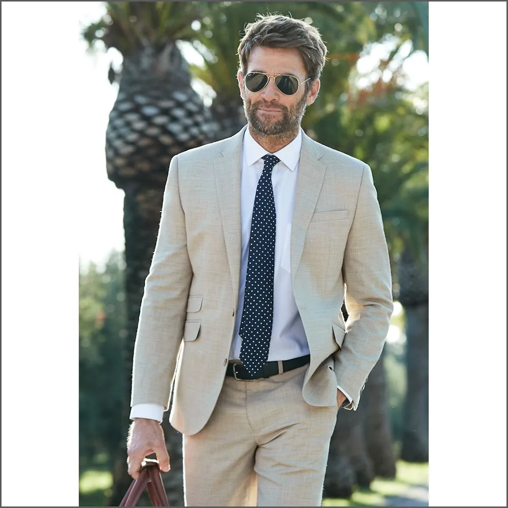 Brook Taverner Constable Tailored Fit Natural Linen Blend Trouser@