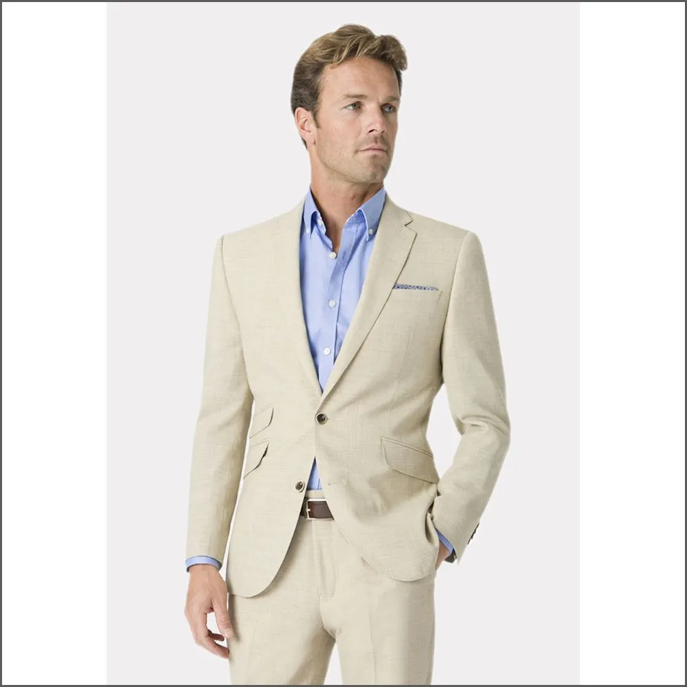 Brook Taverner Constable Tailored Fit Natural Linen Blend Trouser@