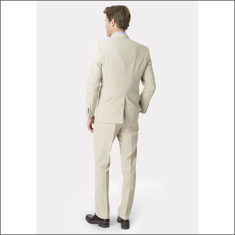 Brook Taverner Constable Tailored Fit Natural Linen Blend Trouser@