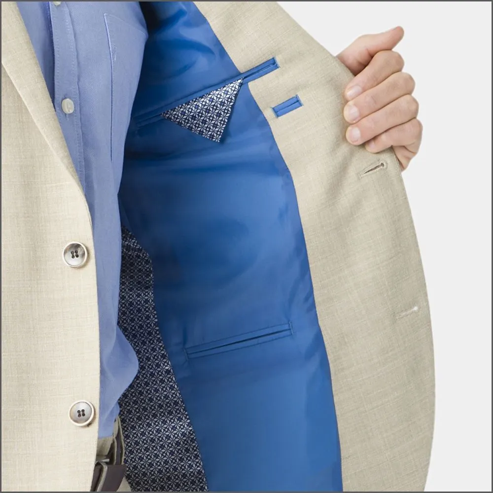 Brook Taverner Constable Tailored Fit Natural Linen Blend Trouser@