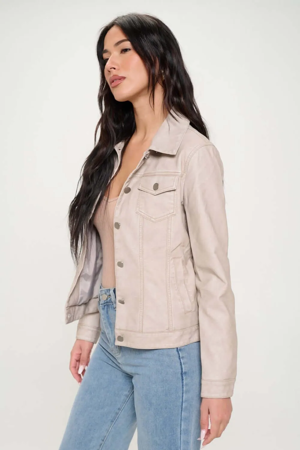 Cargo Vegan Leather Jacket