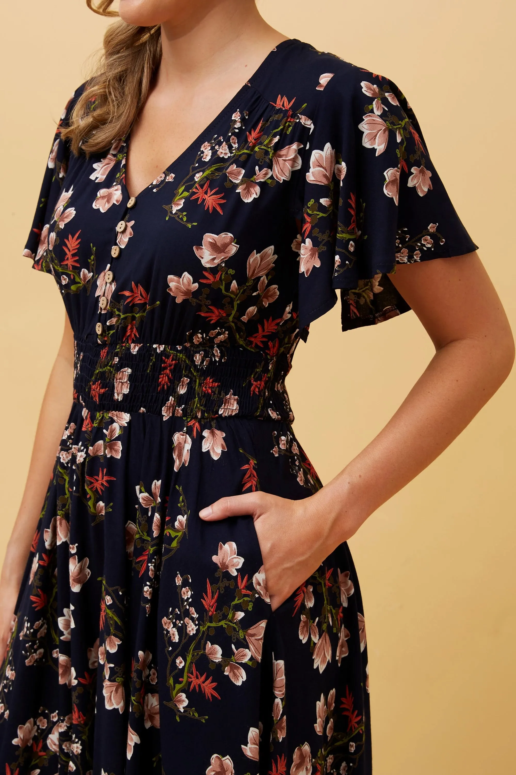 Caroline Morgan Floral Boho Dress