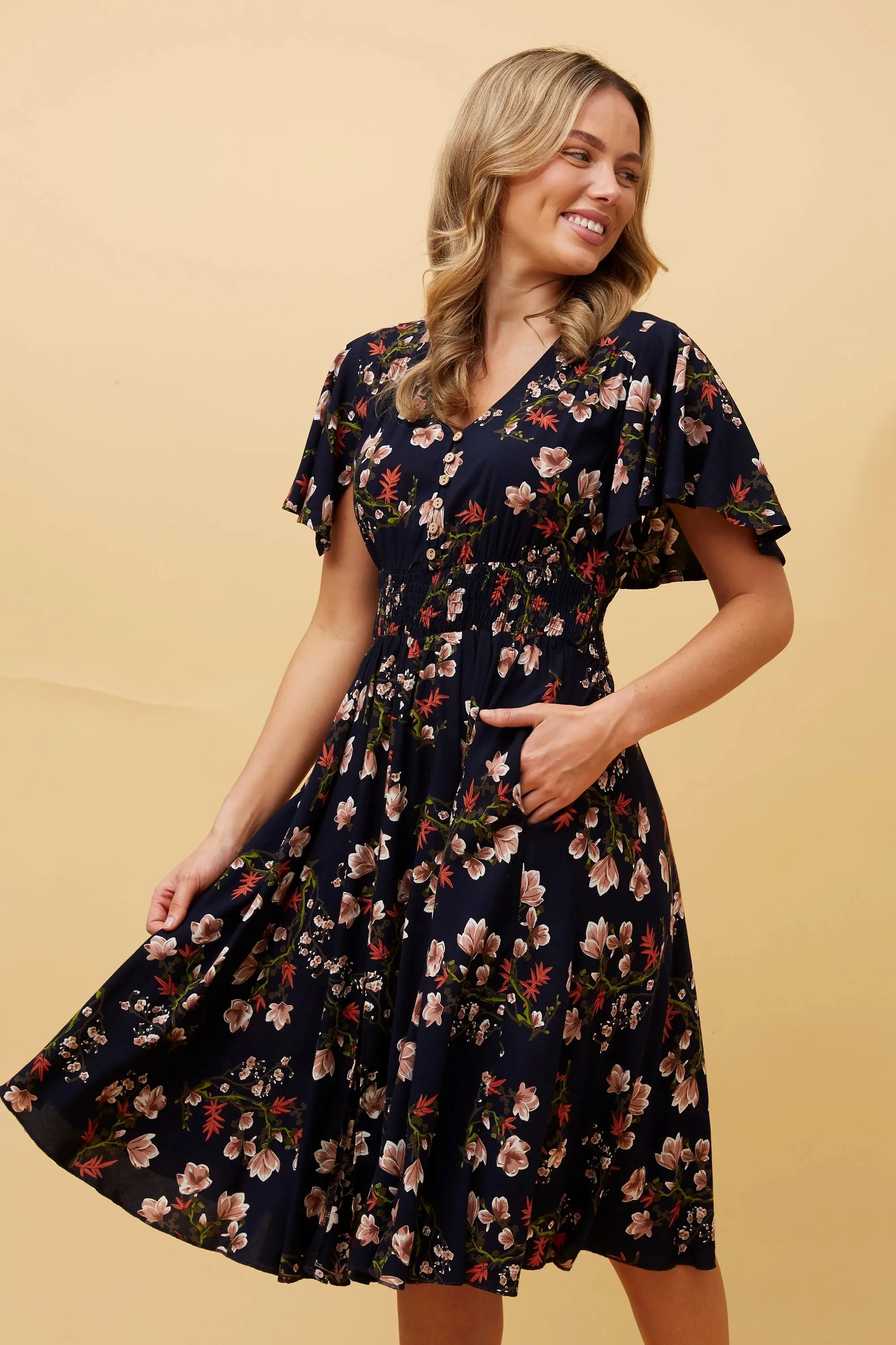 Caroline Morgan Floral Boho Dress