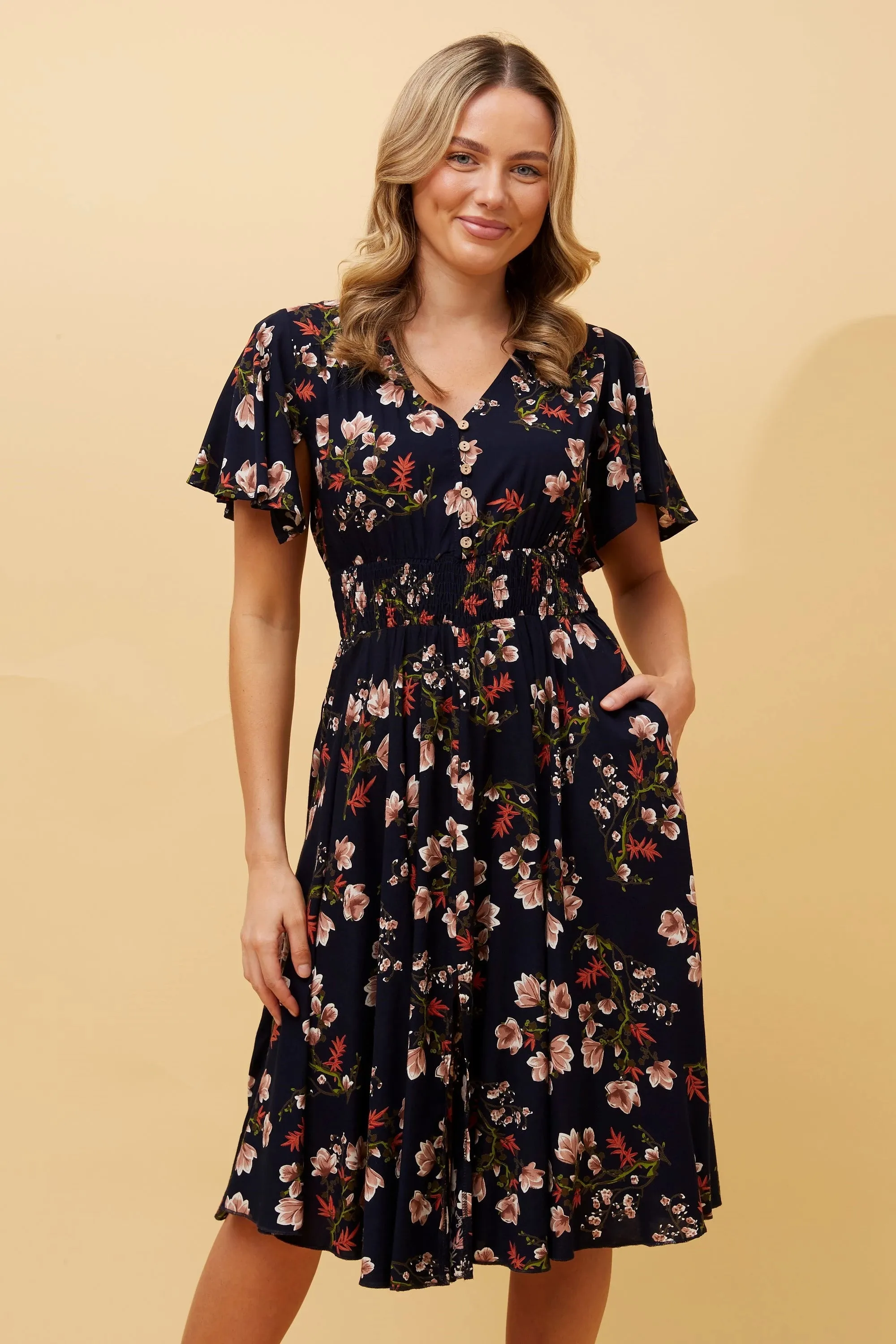 Caroline Morgan Floral Boho Dress