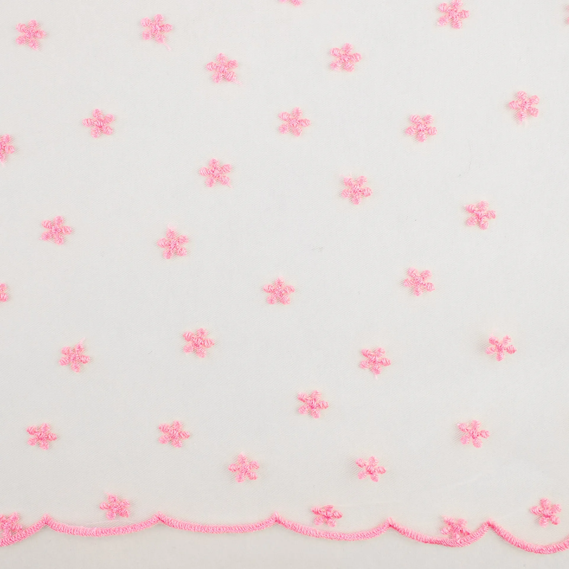 CHERIE Embroidered Mesh - Daisy - Flamingo
