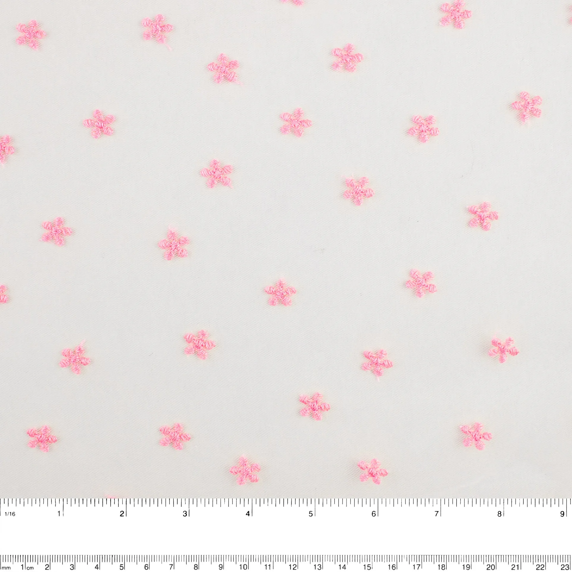 CHERIE Embroidered Mesh - Daisy - Flamingo