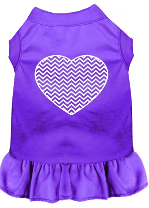 Chevron Heart Screen Print Dress Purple Xxl