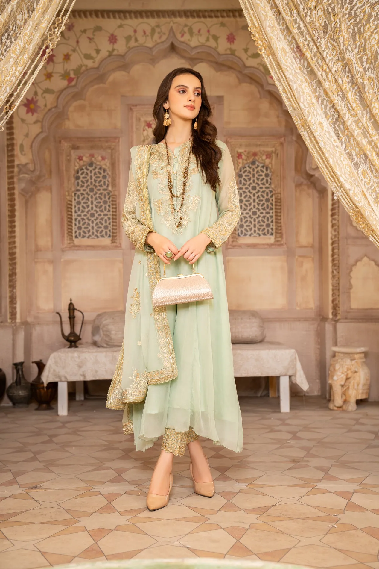 CHIFFON EMBROIDERED FORMAL DRESS BY ALEEZAY 05