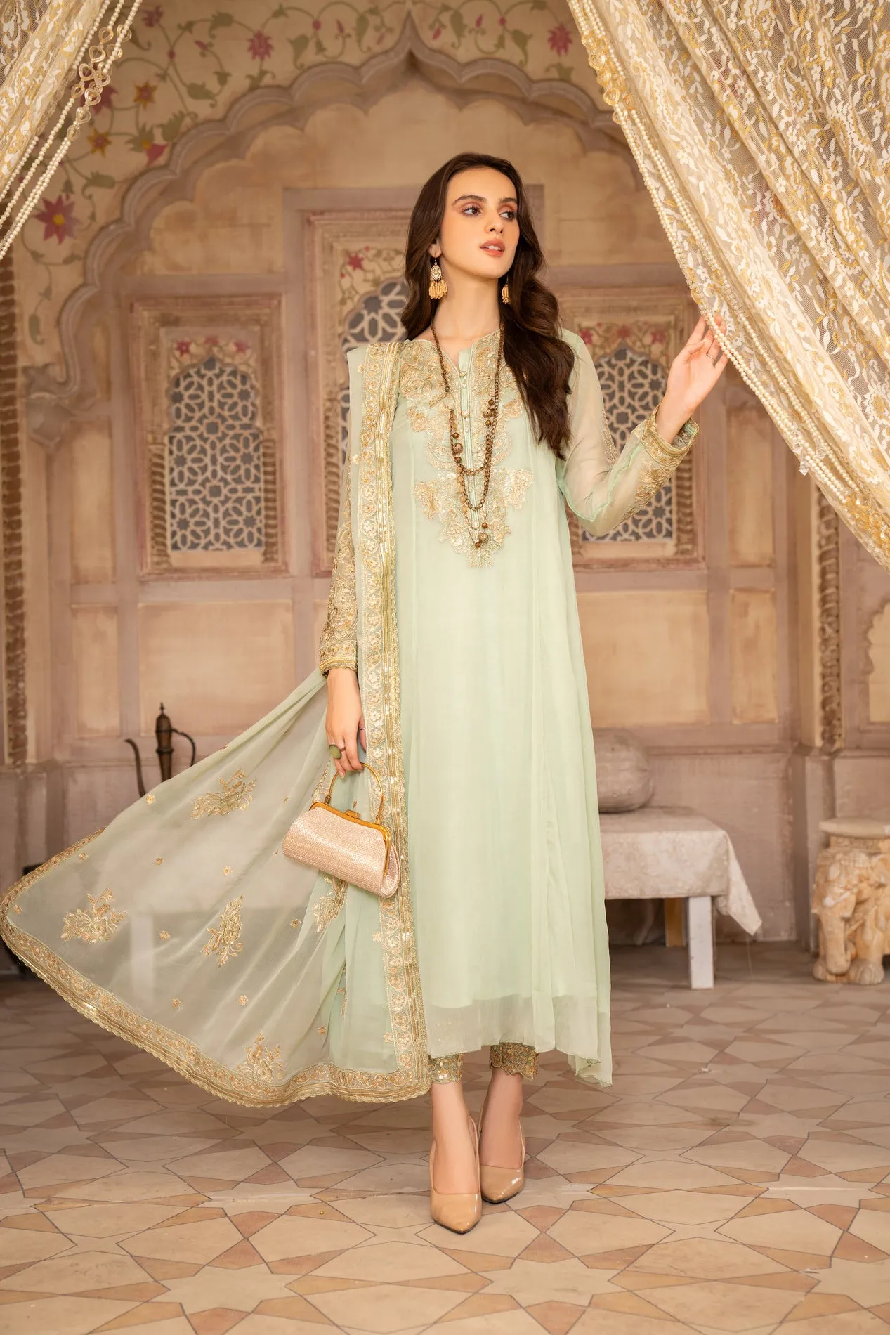 CHIFFON EMBROIDERED FORMAL DRESS BY ALEEZAY 05