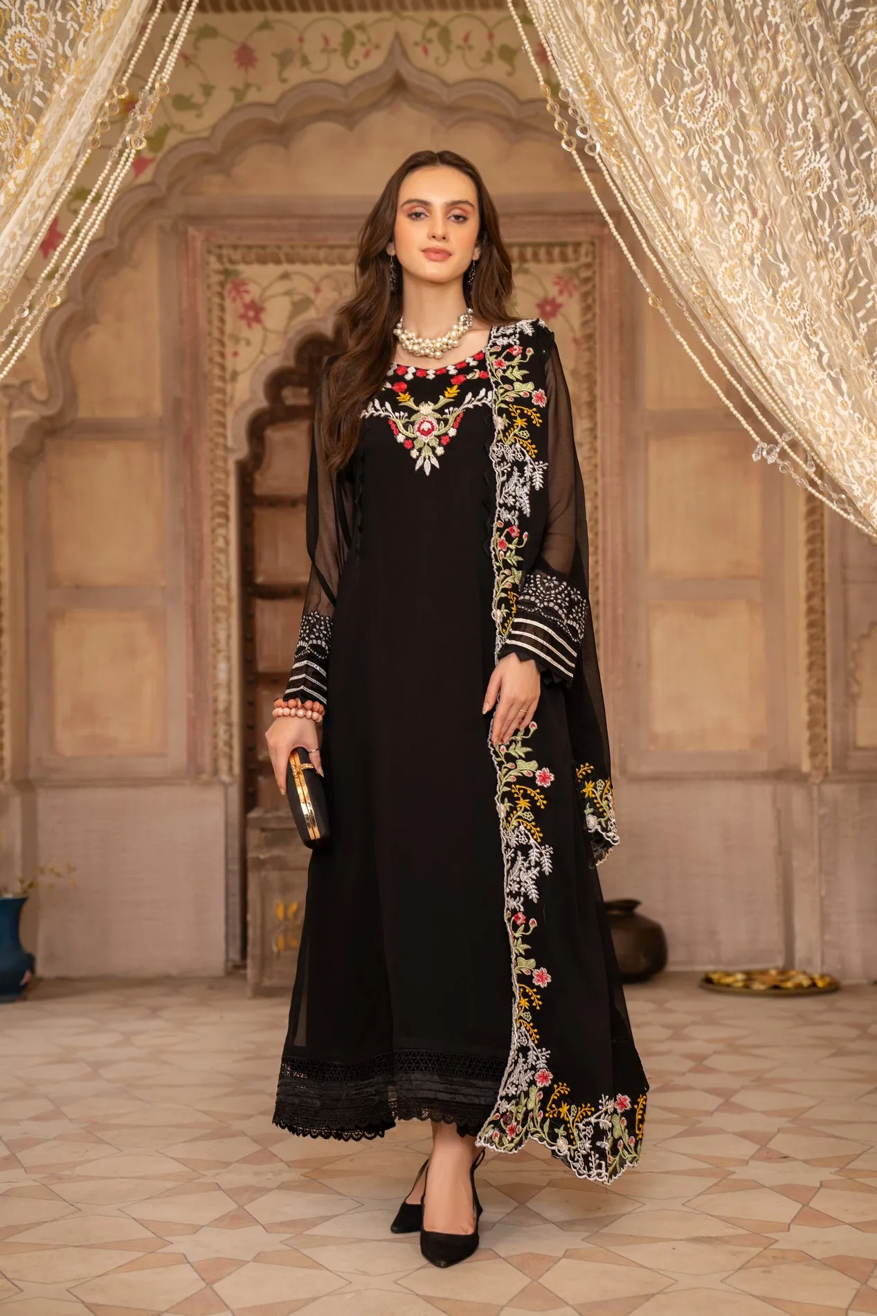 CHIFFON EMBROIDERED FORMAL DRESS BY ALEEZAY 07
