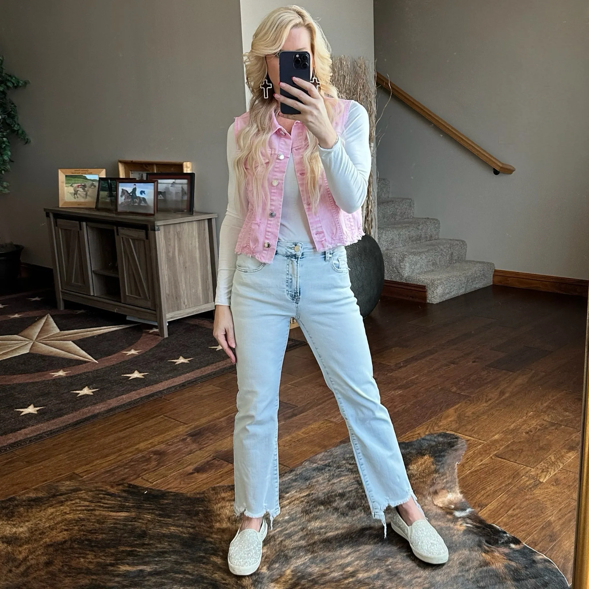 Cloud Nine Acid Wash High Rise Straight Jeans