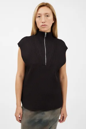Dark Brown Knit Sleeveless Vest