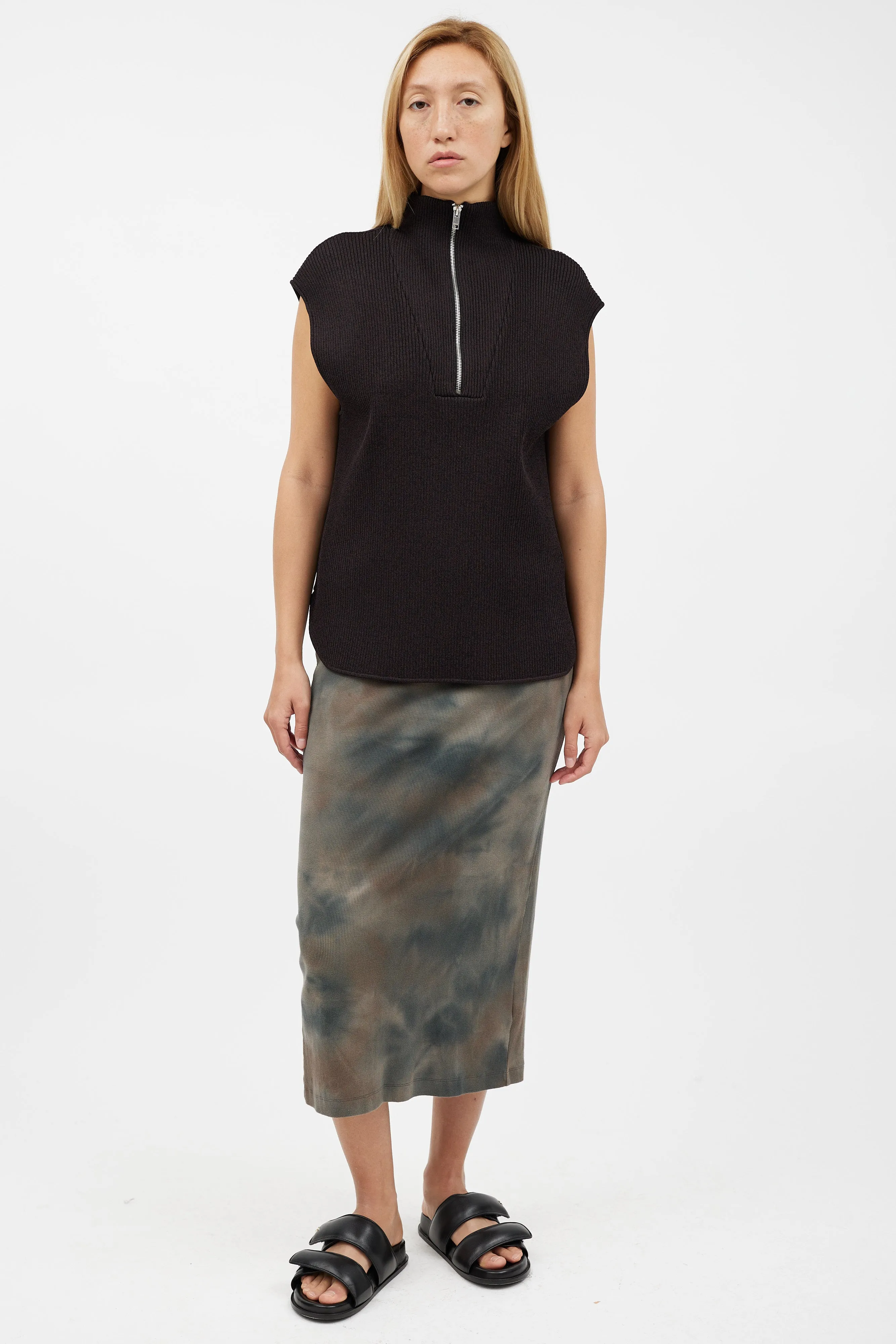 Dark Brown Knit Sleeveless Vest
