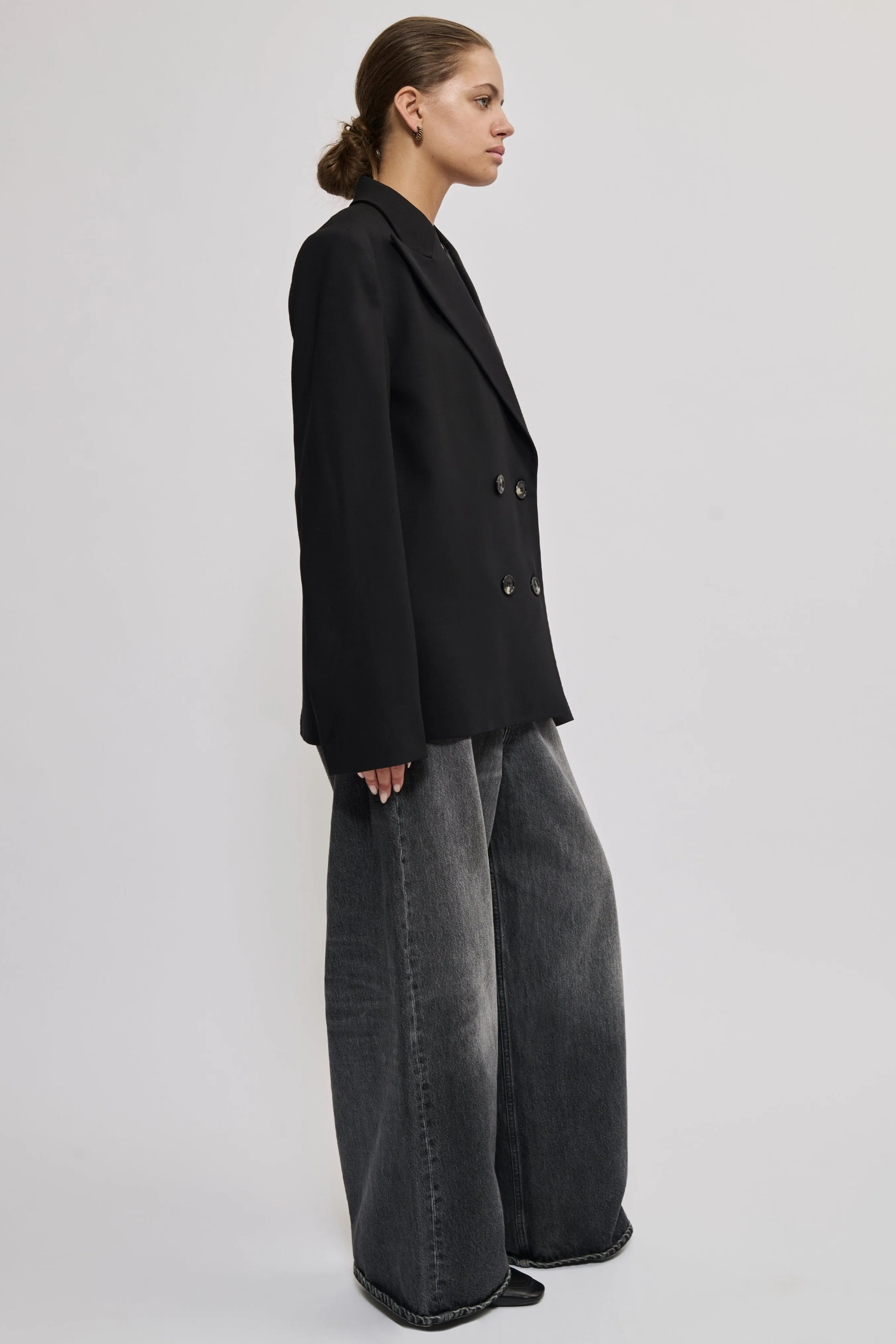 Double breasted blazer jacket black