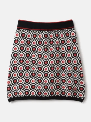 Elle Girls Black Printed Regular Fit Mid-Rise A-Line Skirt