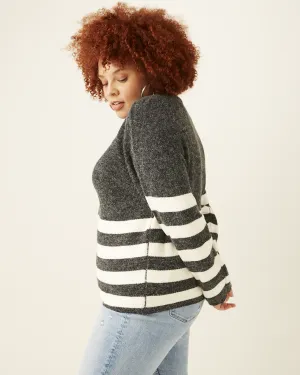 Elora Striped Sweater | Charcoal Grey