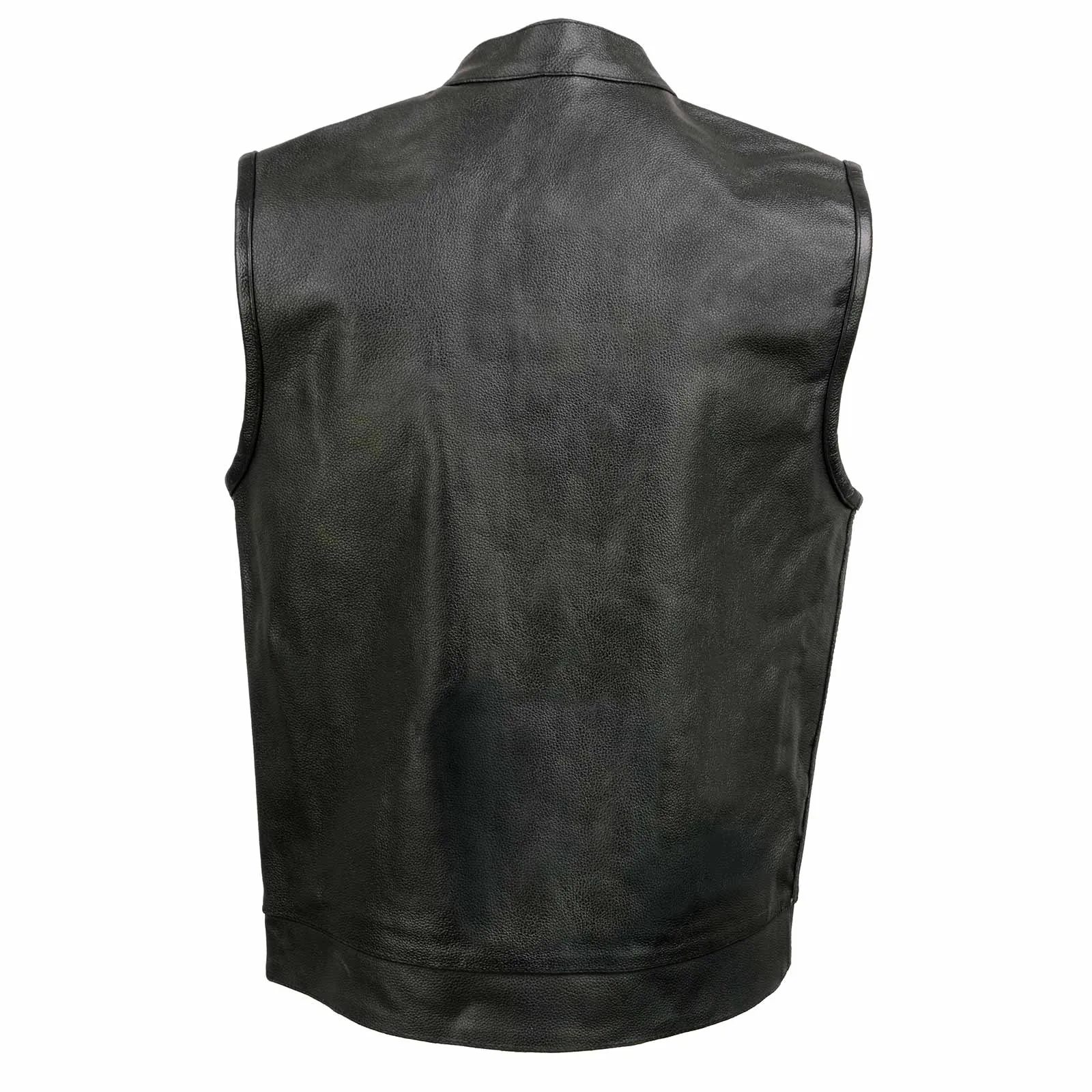 Event Leather ELM3910 Men's Black Motorcycle Leather Riders Club Style Vest w/ Dual Closure