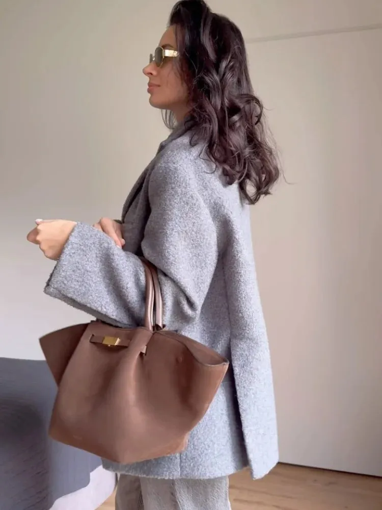 Fashion Chic Thick Warm Stylish Elegant Wool Blend Blazer