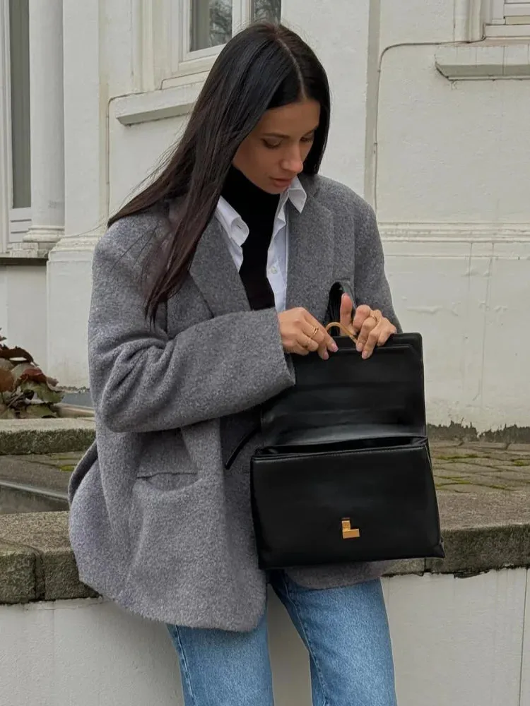 Fashion Chic Thick Warm Stylish Elegant Wool Blend Blazer