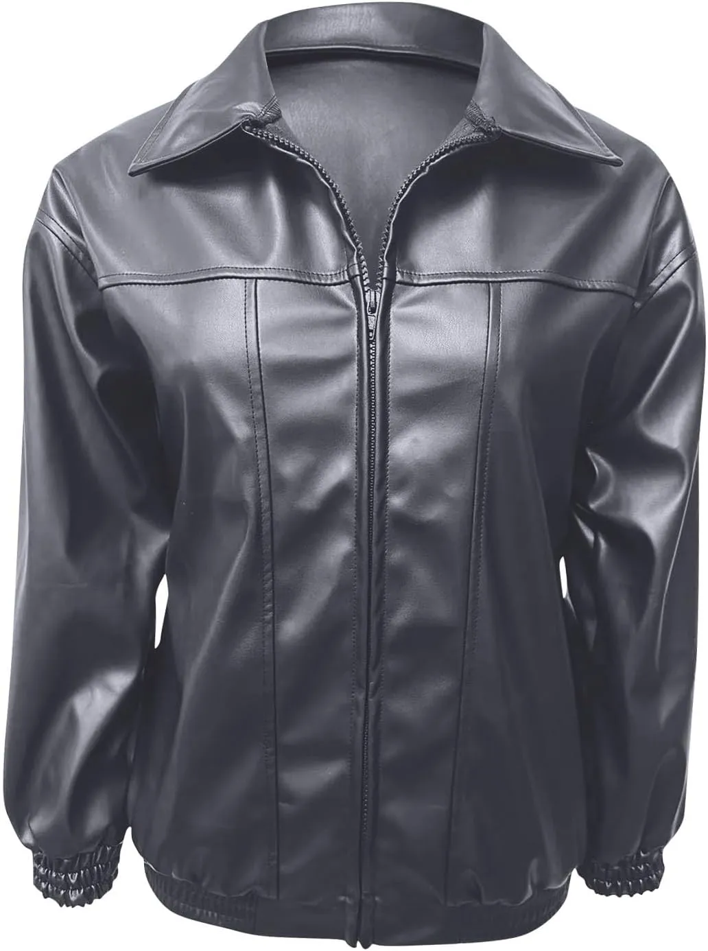 Faux Leather Jacket for Women Lapel Oversized Motorcycle Jacket Zip Up Bomber Coats Winter Fashion 2024 Fall Outfits