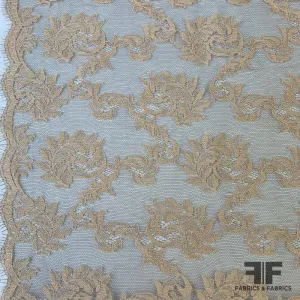 French Swirl Floral Chantilly Lace - Nude