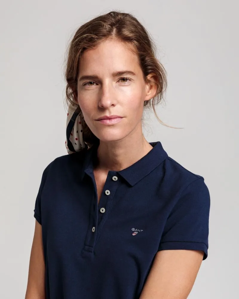 Gant Apparel Womens ORIGINAL LSS PIQUE 433/EVENING BLUE