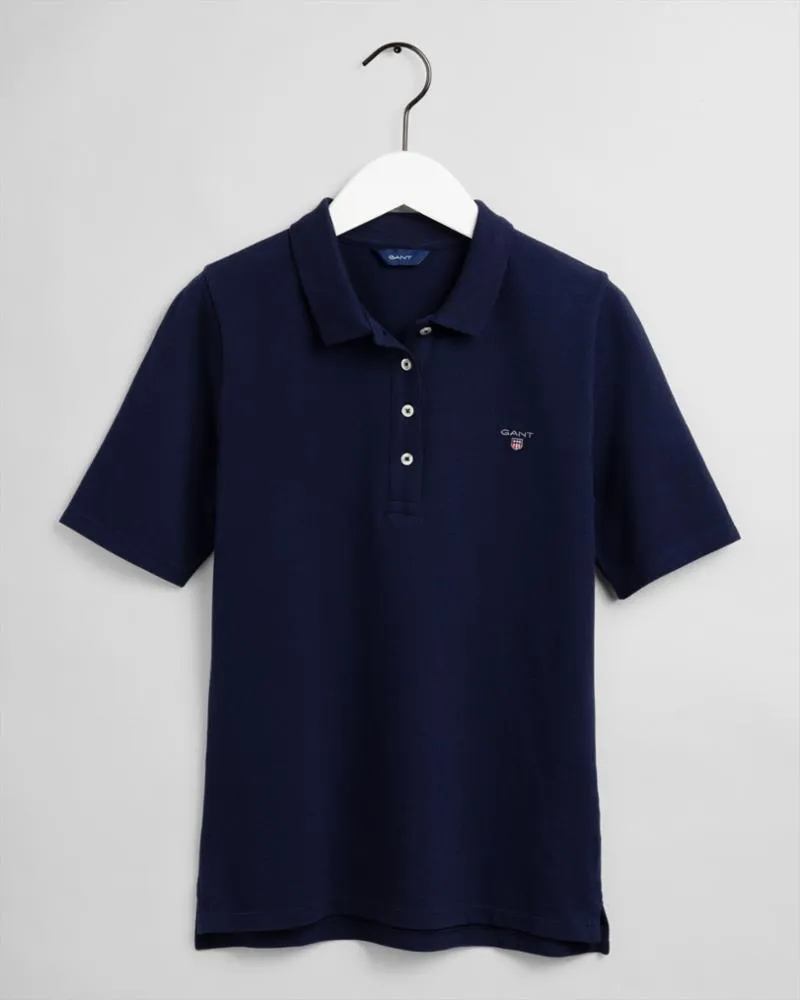 Gant Apparel Womens ORIGINAL LSS PIQUE 433/EVENING BLUE