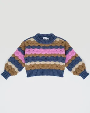 Girls Nunna Short Knit Jumper in Wild Wind Blue