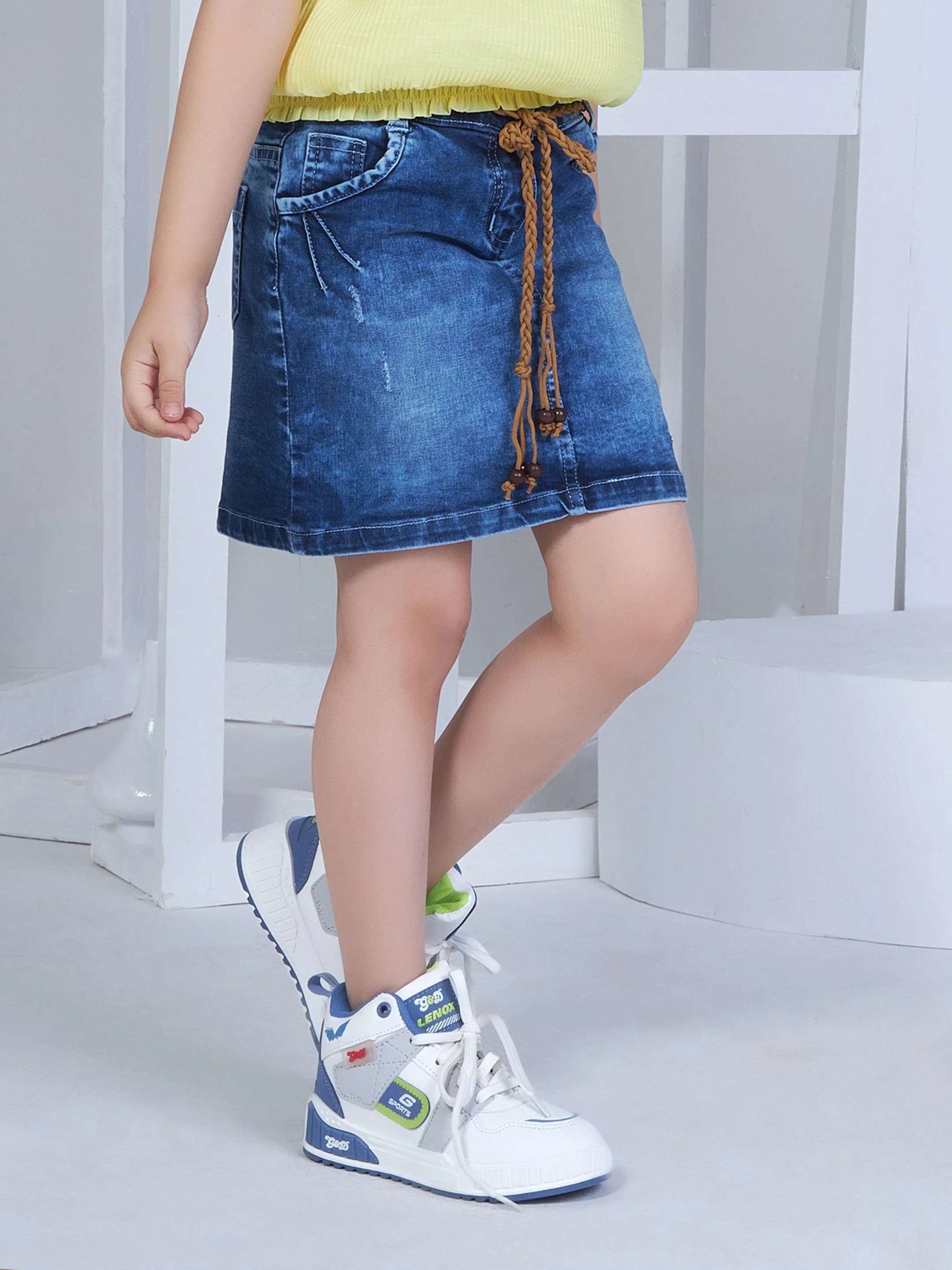 Girls Trendy Skirt with Belt 17014