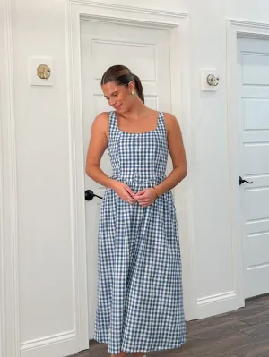 Girly Gingham Button Down Midi Dress
