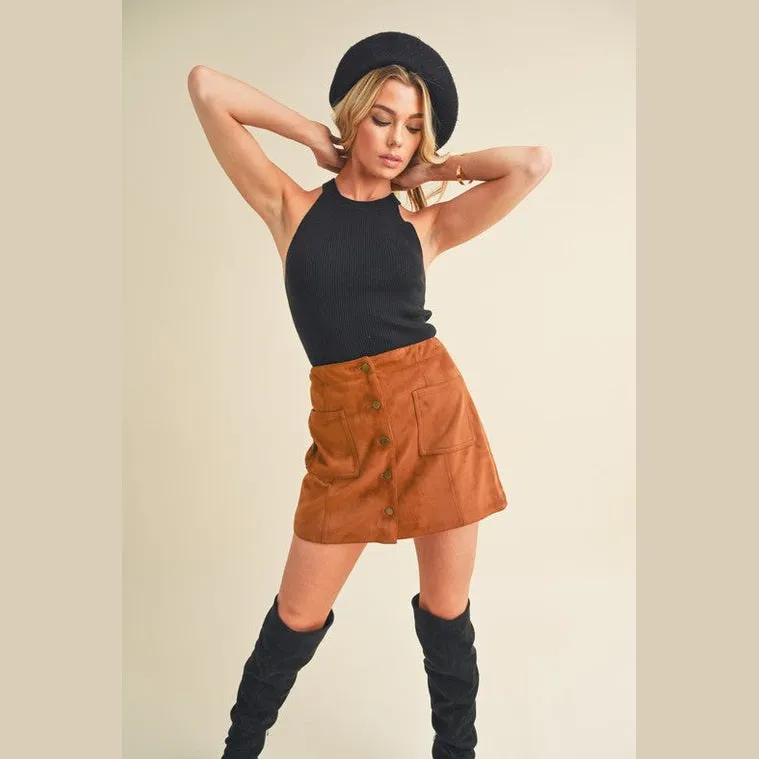 Grecian Neck Ribbed Tank