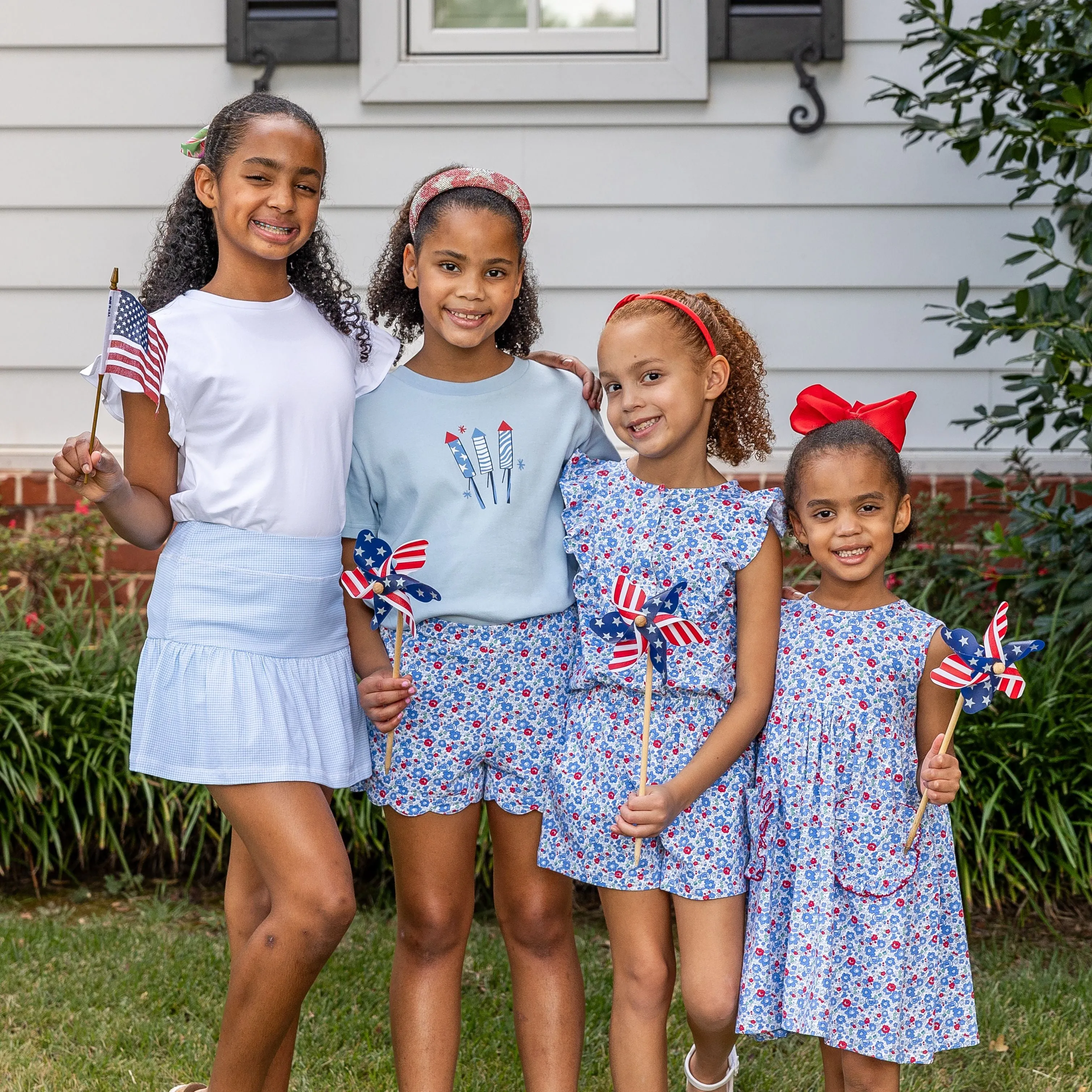Gretchen Girls Romper - Patriotic Blooms