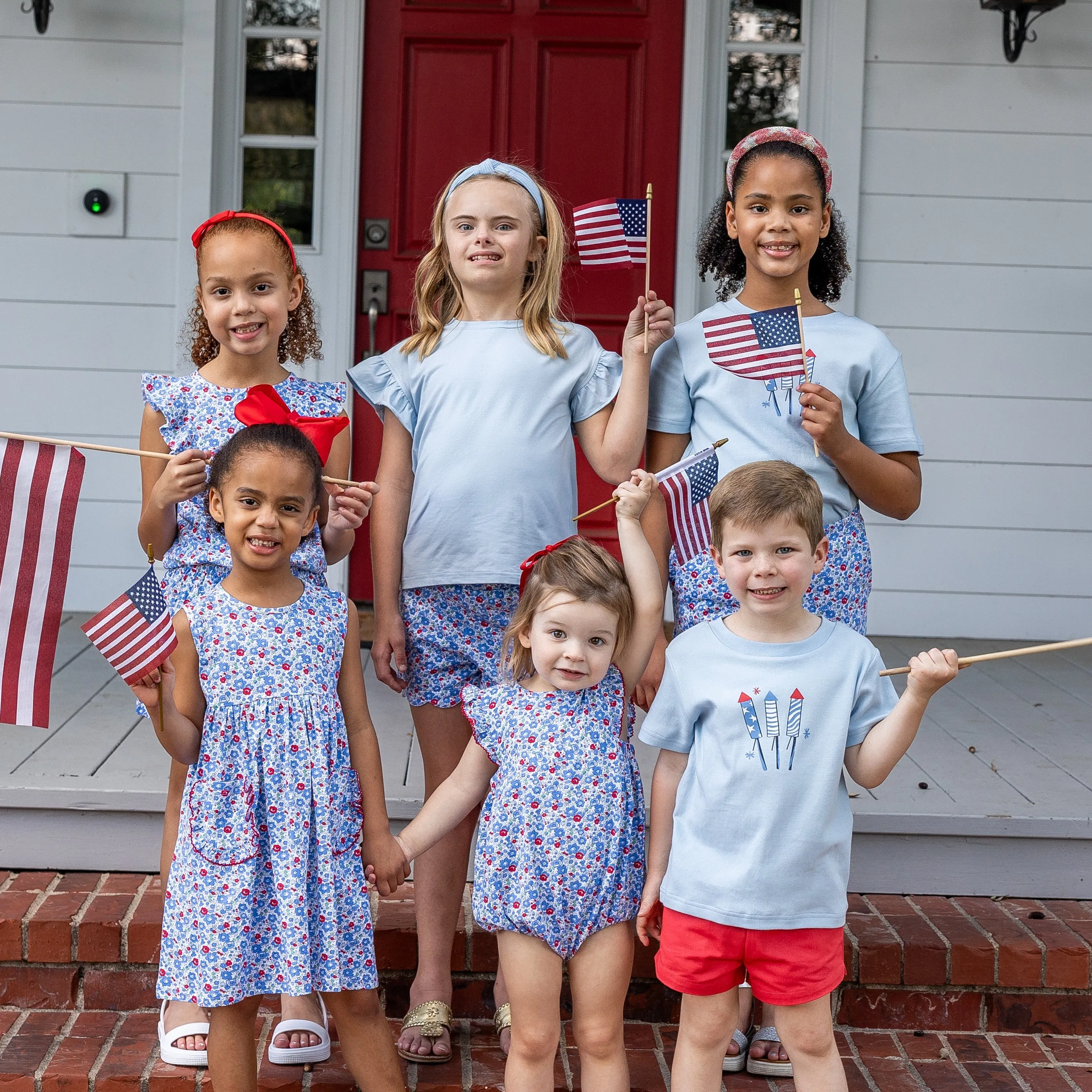 Gretchen Girls Romper - Patriotic Blooms
