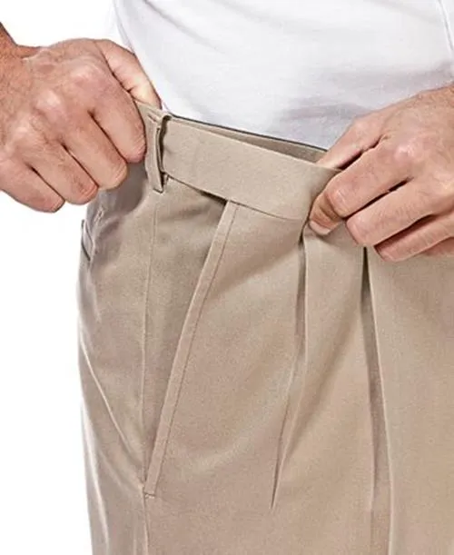 Haggar Mens Classic fit Casual Pants 34 / 32 Beige Solid